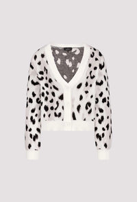 MONARI | FLUFFY CARDIGAN WITH LEOPARD PATTERN - OFF WHITE PATTERN 809524