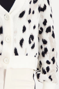 MONARI | FLUFFY CARDIGAN WITH LEOPARD PATTERN - OFF WHITE PATTERN 809524