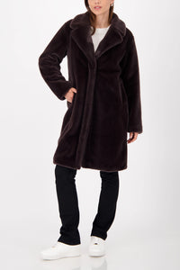 MONARI | FLUFFY FAKE FUR COAT - BROWNIE 809573