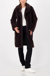 MONARI | FLUFFY FAKE FUR COAT - BROWNIE 809573
