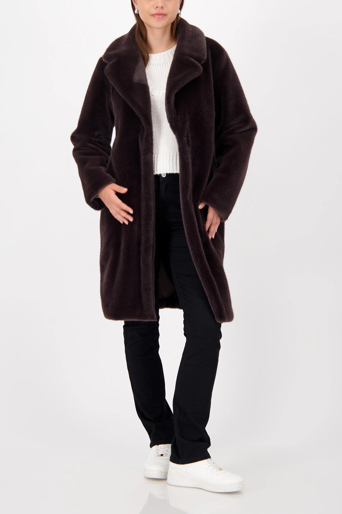 MONARI | FLUFFY FAKE FUR COAT - BROWNIE 809573