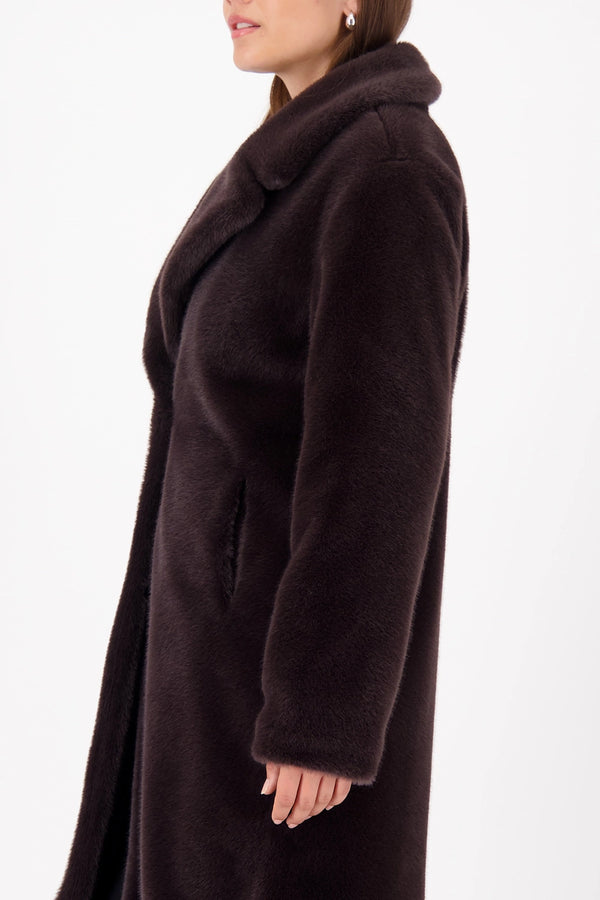 MONARI | FLUFFY FAKE FUR COAT - BROWNIE 809573