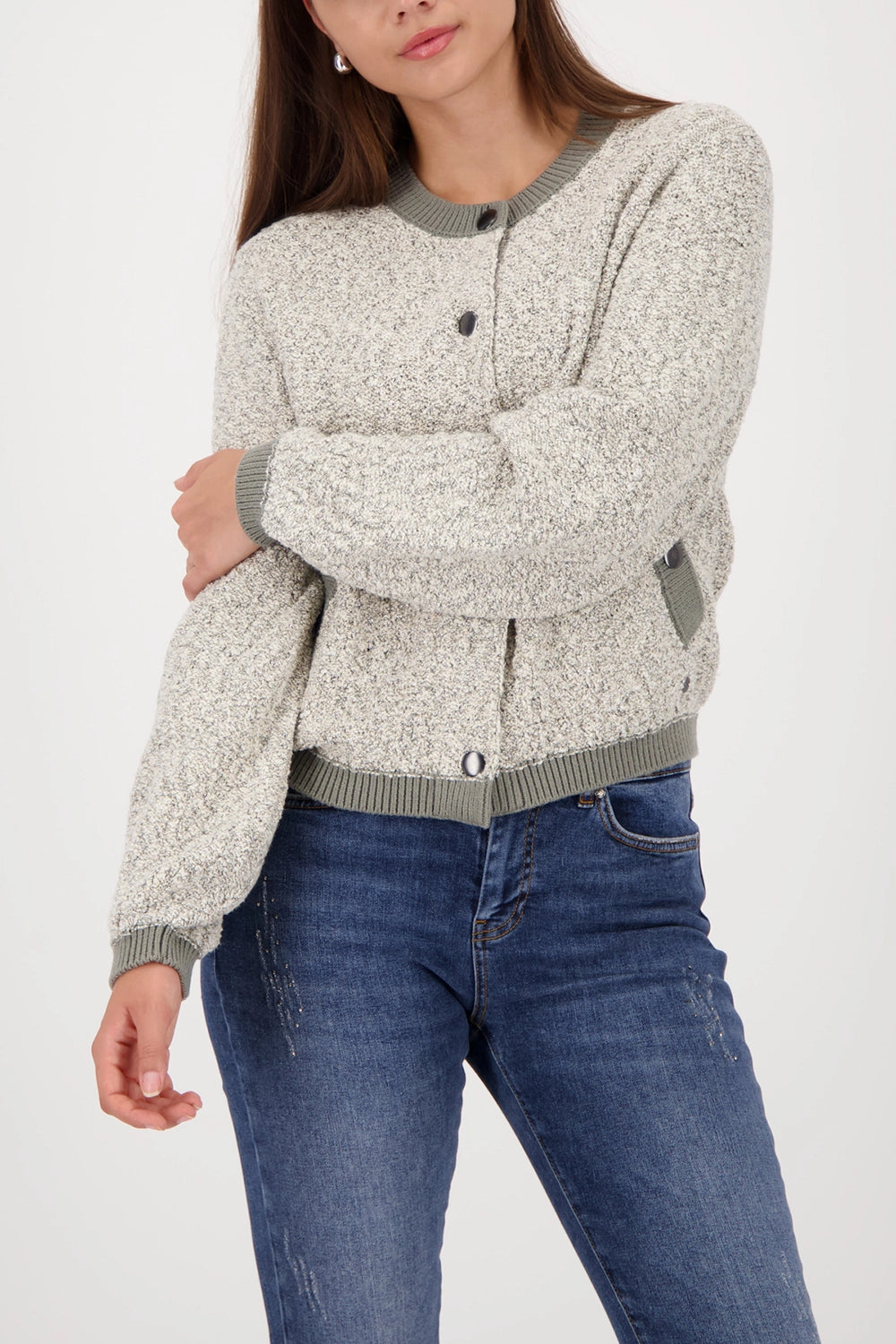 MONARI | LUREX TWEED JACKET - SAGE 809593