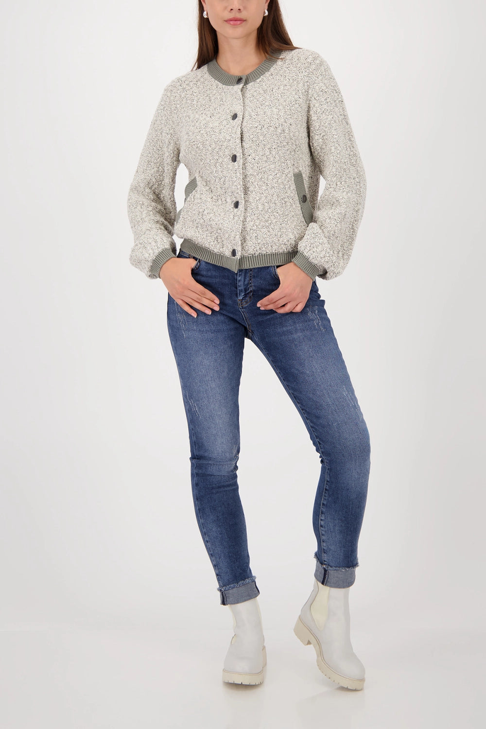 MONARI | LUREX TWEED JACKET - SAGE 809593