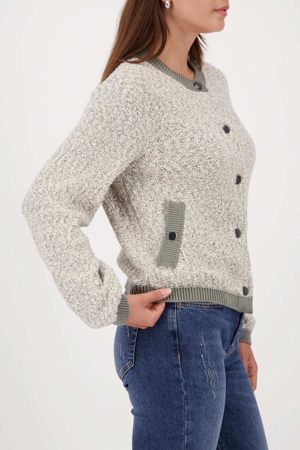 MONARI | LUREX TWEED JACKET - SAGE 809593
