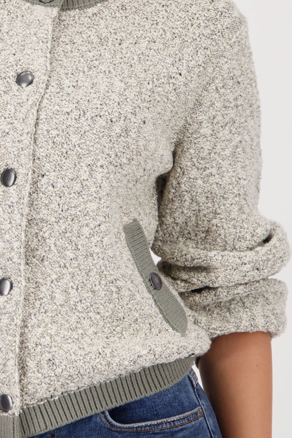 MONARI | LUREX TWEED JACKET - SAGE 809593