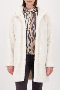 MONARI | FAKE FUR COAT WITH STRIPES - ALMOND 809690