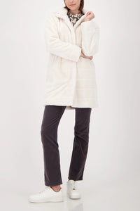 MONARI | FAKE FUR COAT WITH STRIPES - ALMOND 809690