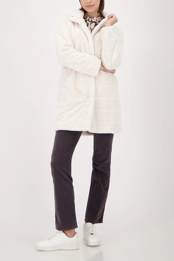 MONARI | FAKE FUR COAT WITH STRIPES - ALMOND 809690