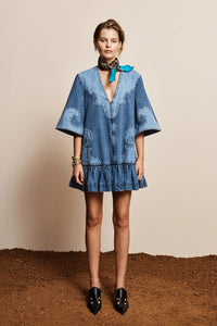 ALÉMAIS | JESSE DENIM APPLIQUE MINI DRESS