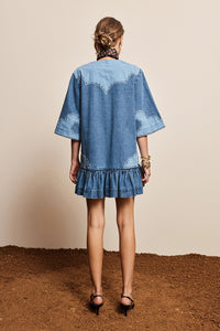 ALÉMAIS | JESSE DENIM APPLIQUE MINI DRESS