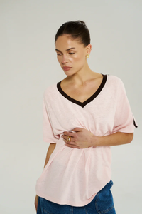SUMMI SUMMI | V NECK JERSEY TEE - DUSTY ROSE