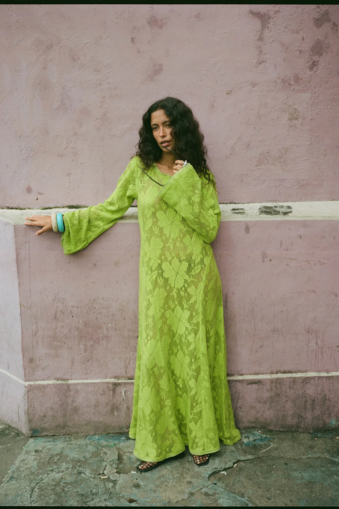 Kinga Csilla | Nova Lace Cherry Maxi Dress