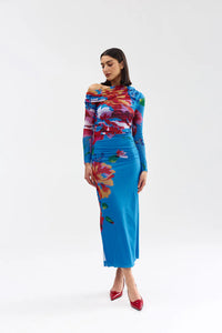 Aston Studio | Long-Sleeve Sophie Mesh Dress - Luminous Papaya