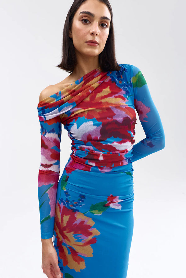 Aston Studio | Long-Sleeve Sophie Mesh Dress - Luminous Papaya
