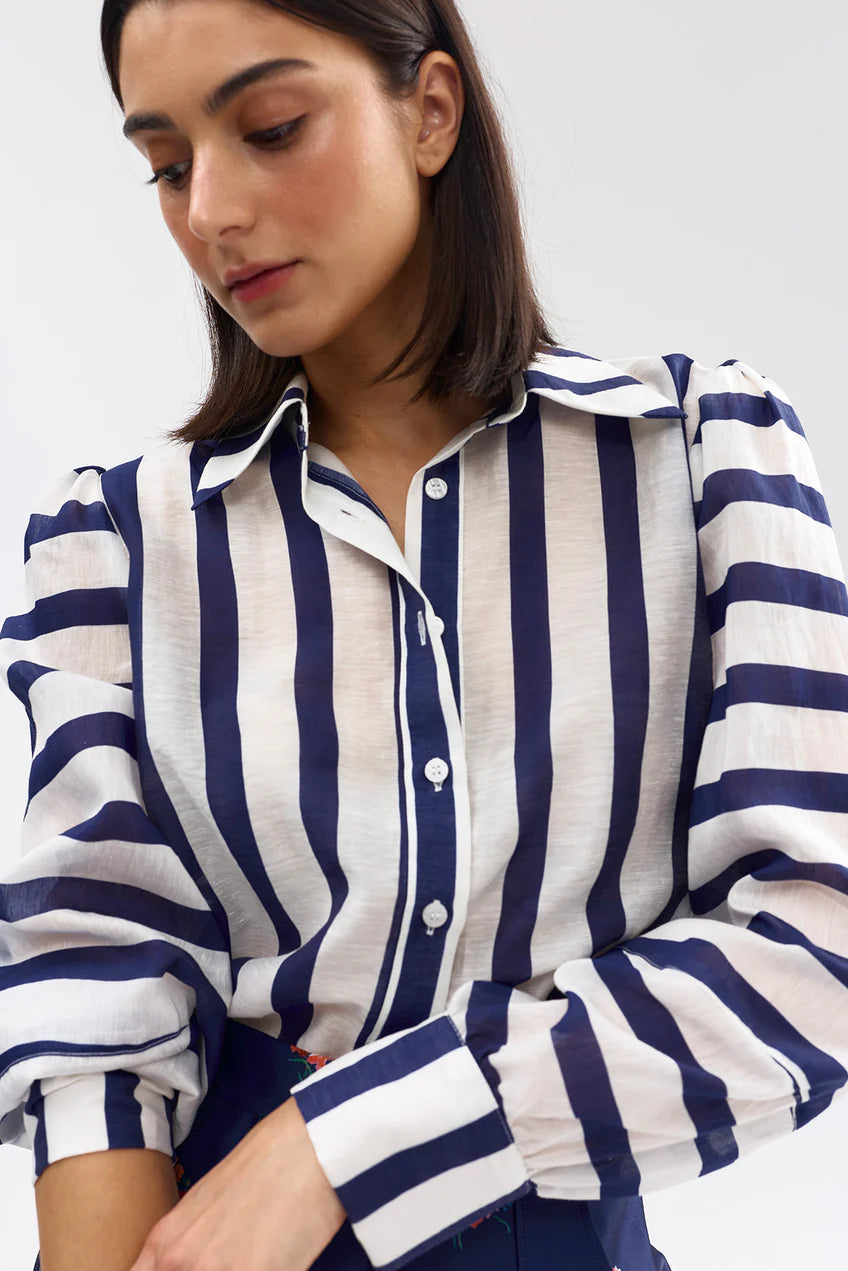 Aston Studio | Celina Blouse - Royal Stripe