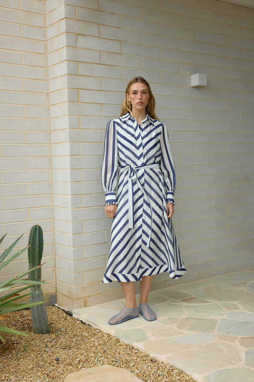 Aston Studio | Yasmine Dress - Royal Stripe