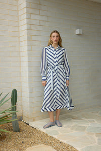 Aston Studio | Yasmine Dress - Royal Stripe