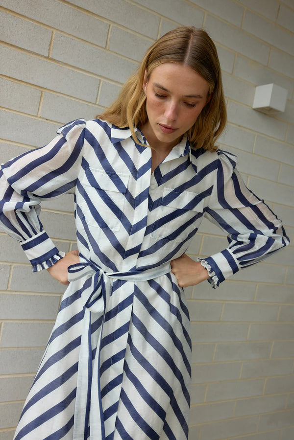 Aston Studio | Yasmine Dress - Royal Stripe