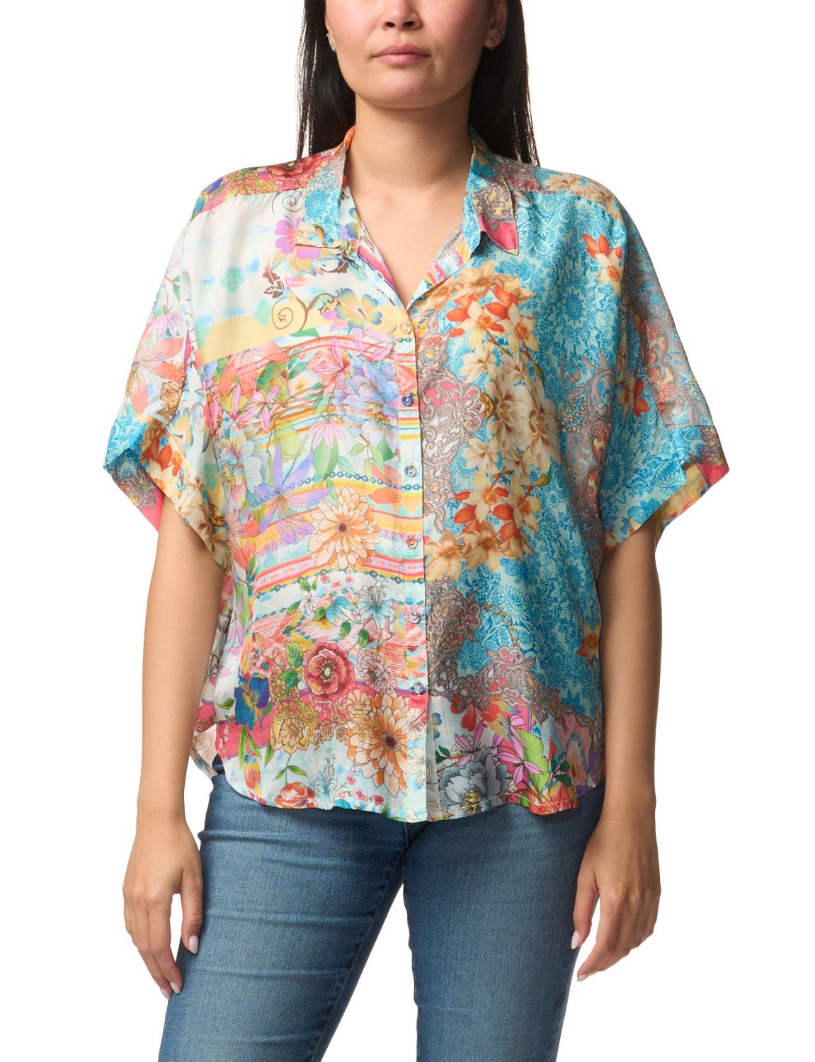 JOHNNY WAS | THE AUDREY SHORT SLEEVE SHIRT - MIXED WAVES AUC18625-3