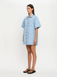 KIVARI | Avery Denim Mini Dress - Dusty Blue