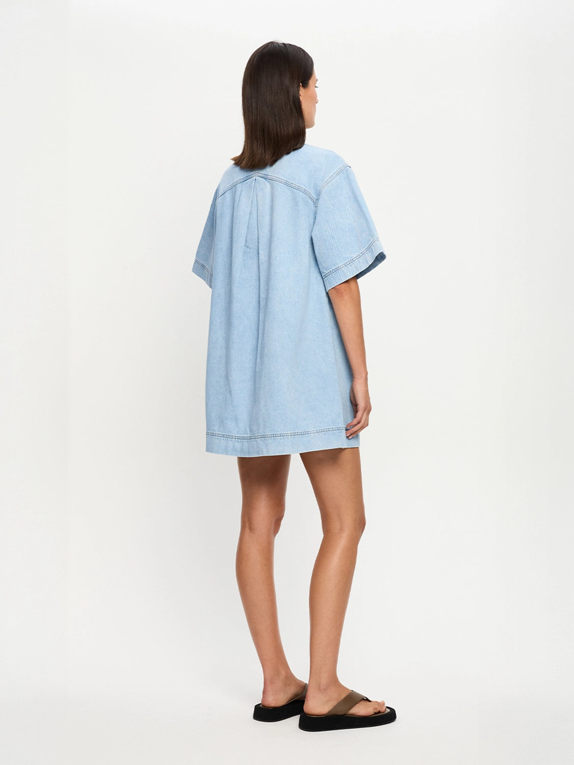KIVARI | Avery Denim Mini Dress - Dusty Blue