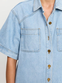 KIVARI | Avery Denim Mini Dress - Dusty Blue