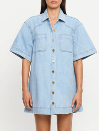 KIVARI | Avery Denim Mini Dress - Dusty Blue