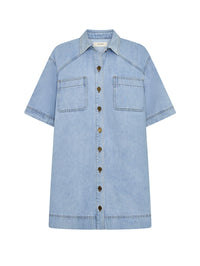 KIVARI | Avery Denim Mini Dress - Dusty Blue