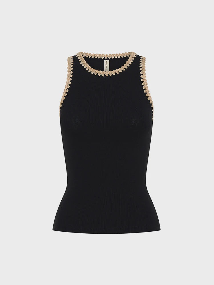 KIVARI | Tallulah Spliced Tank - Black Cream