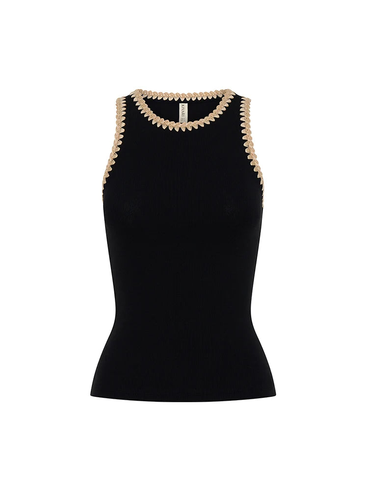 KIVARI | Tallulah Spliced Tank - Black Cream