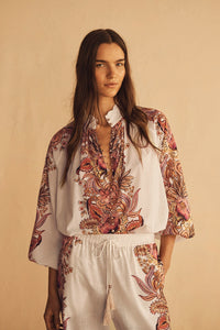 Aur Orceá | Bel Fiore Trellis Scallop Billow Sleeve Blouse