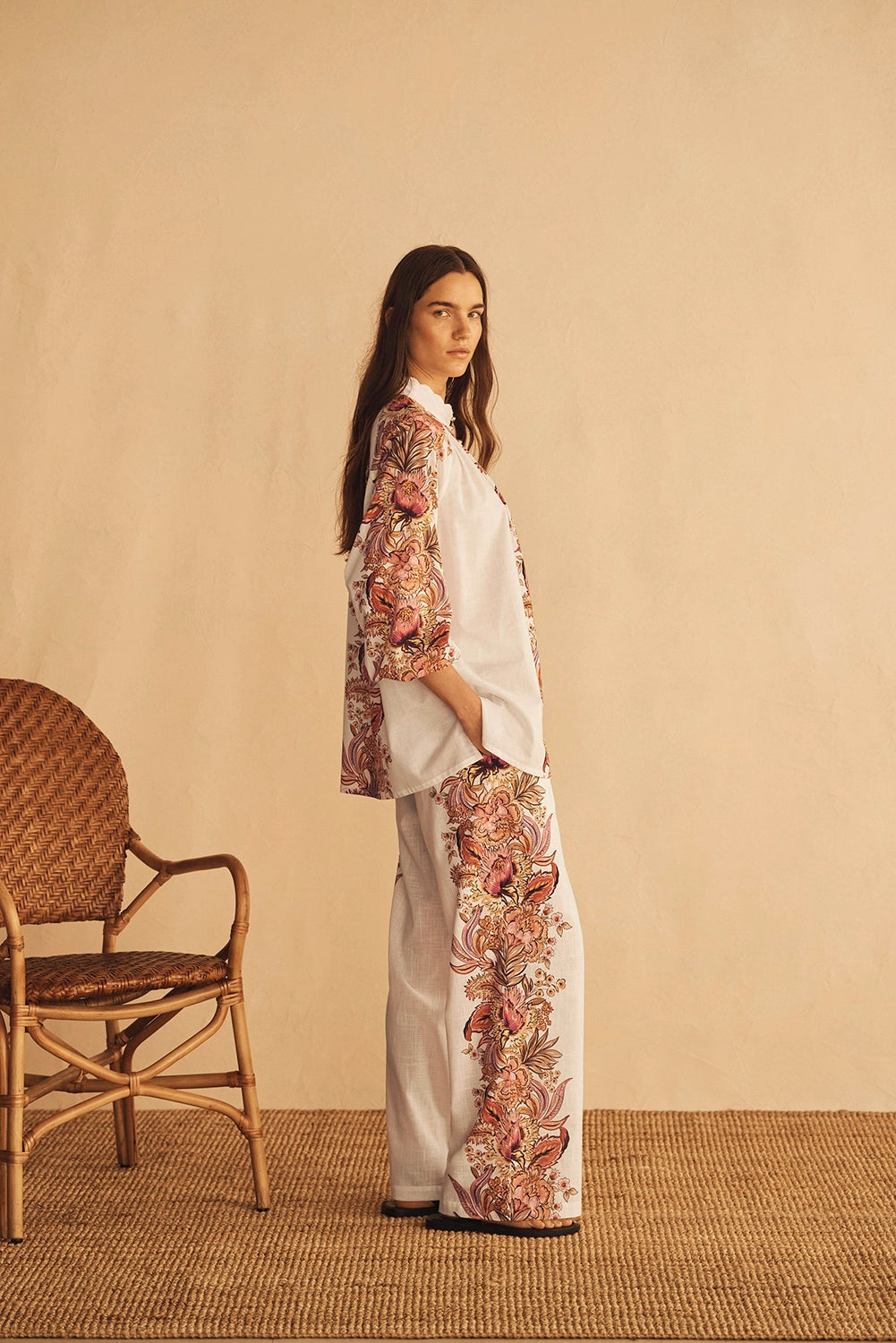 Aur Orceá | Bel Fiore Trellis Scallop Billow Sleeve Blouse