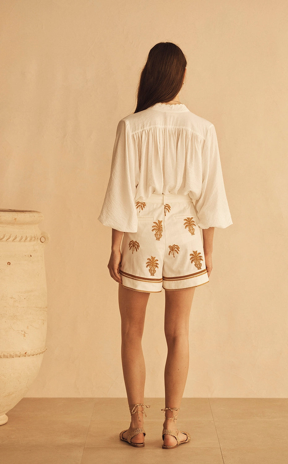 Aur Orceá | Bianca Scallop Billow Sleeve Blouse