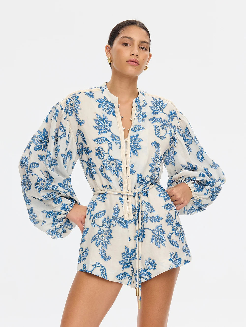 KIVARI | Bluebell Playsuit - Blue Ecru
