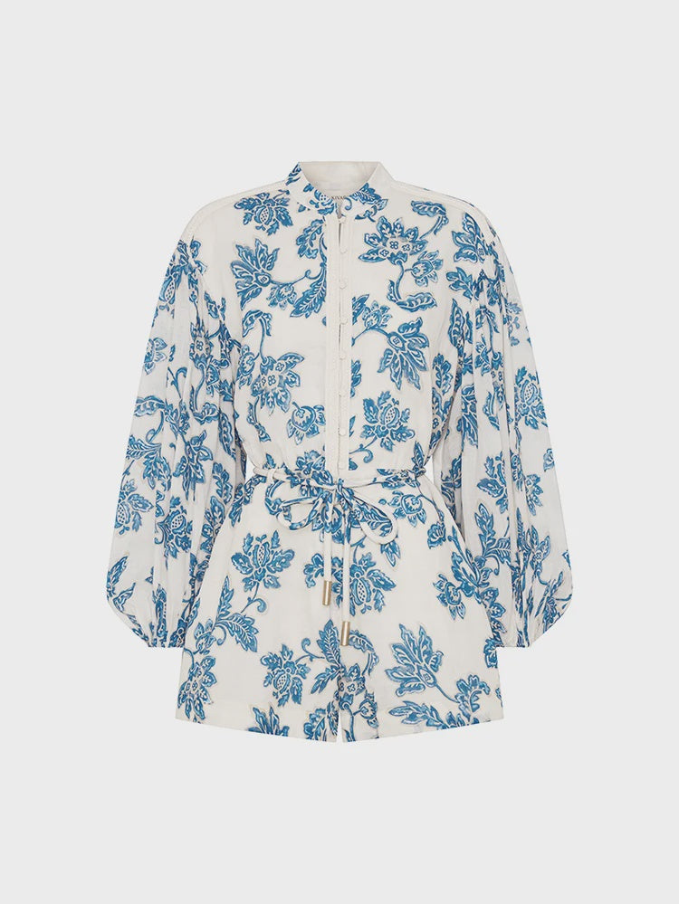 KIVARI | Bluebell Playsuit - Blue Ecru