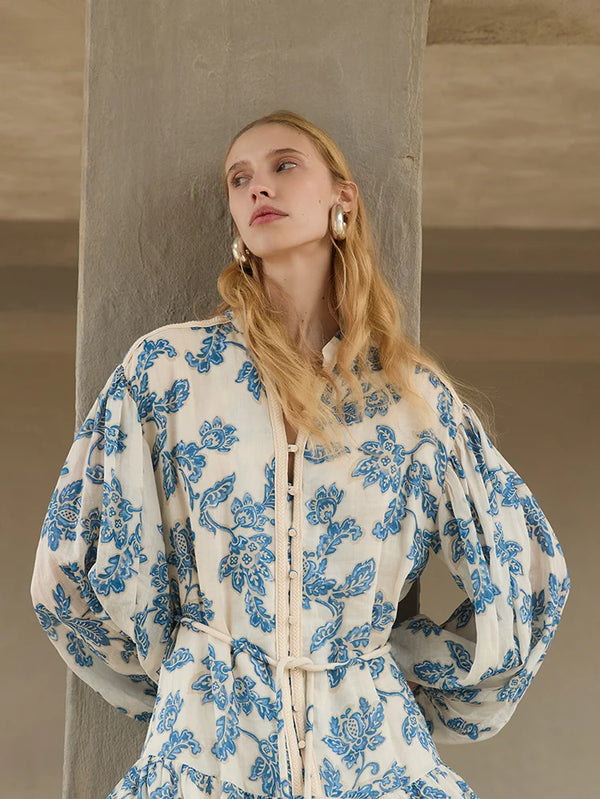 KIVARI | Bluebell Maxi Dress - Blue Ecru