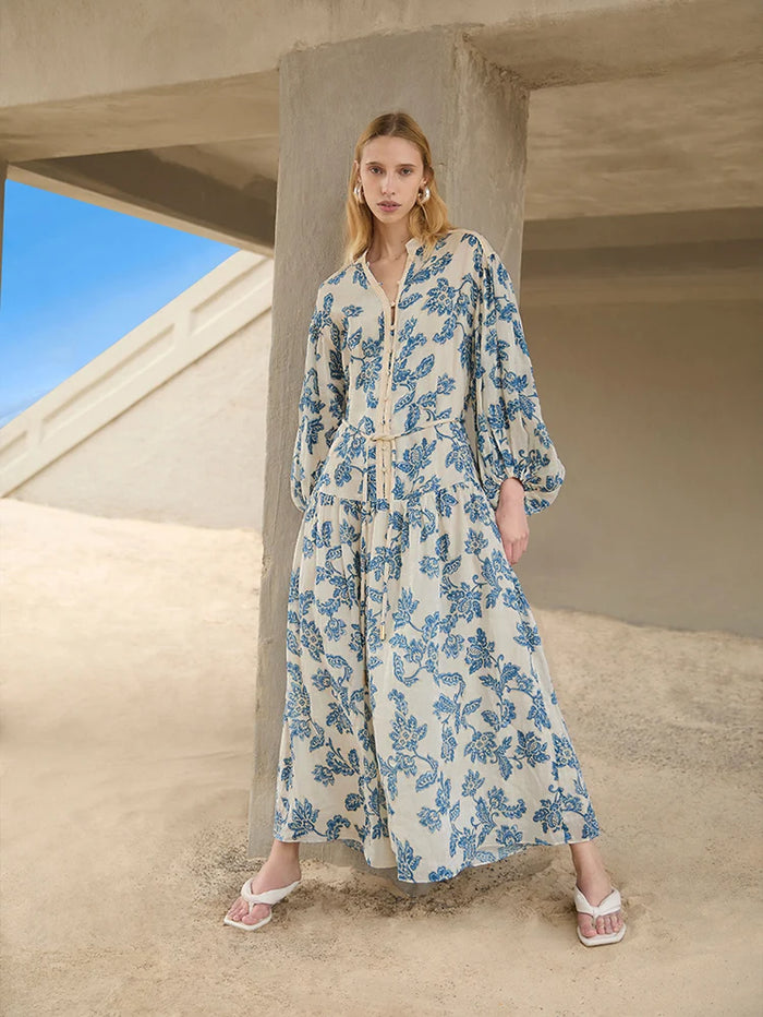 KIVARI | Bluebell Maxi Dress - Blue Ecru