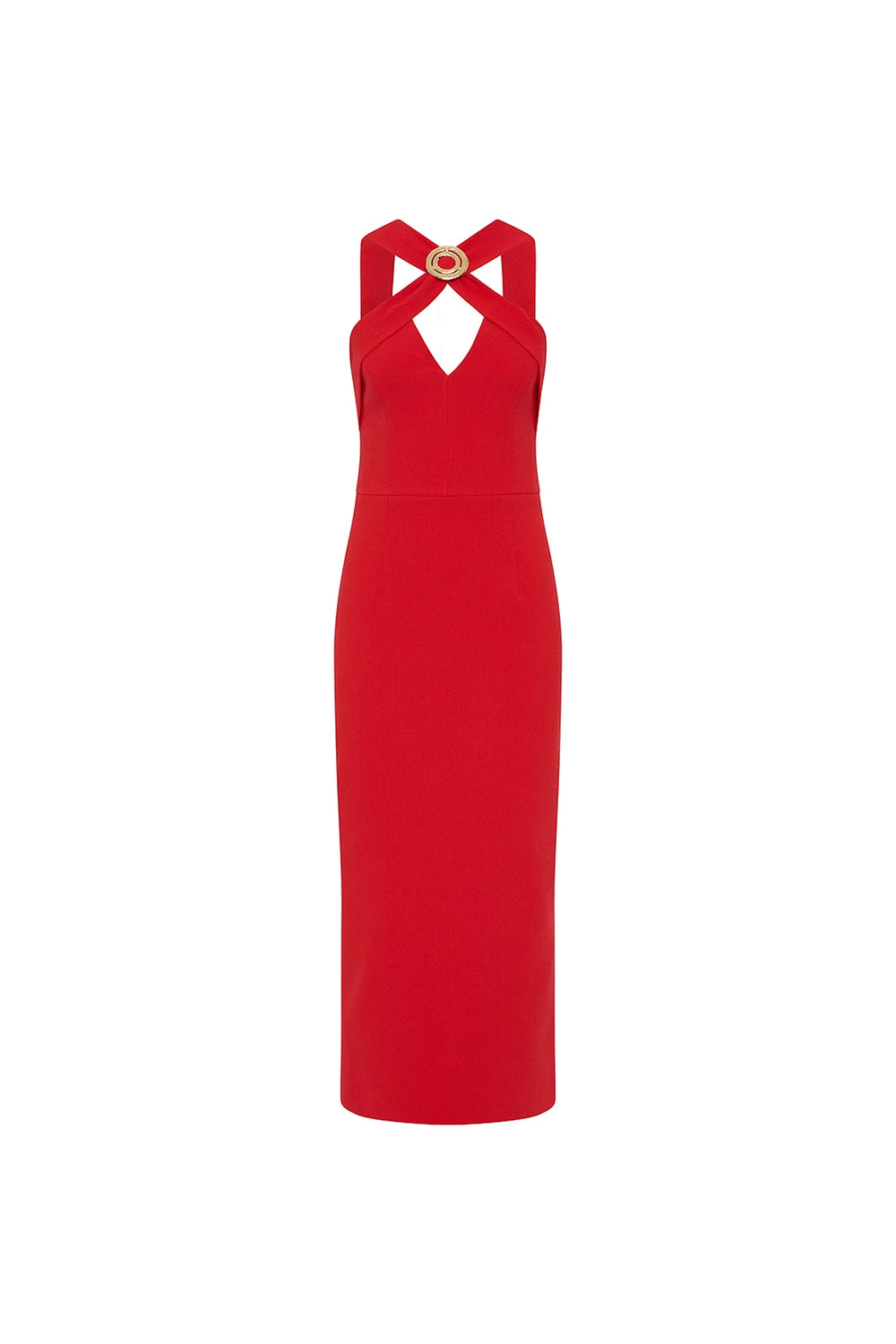 REBECCA VALLANCE | CAMERON ASYMMETRICAL MIDI - RED