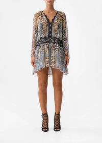 CAMILLA | ISTANBUL ANIMALIA RELAXED SHORT DRESS WITH DROPPED WAIST