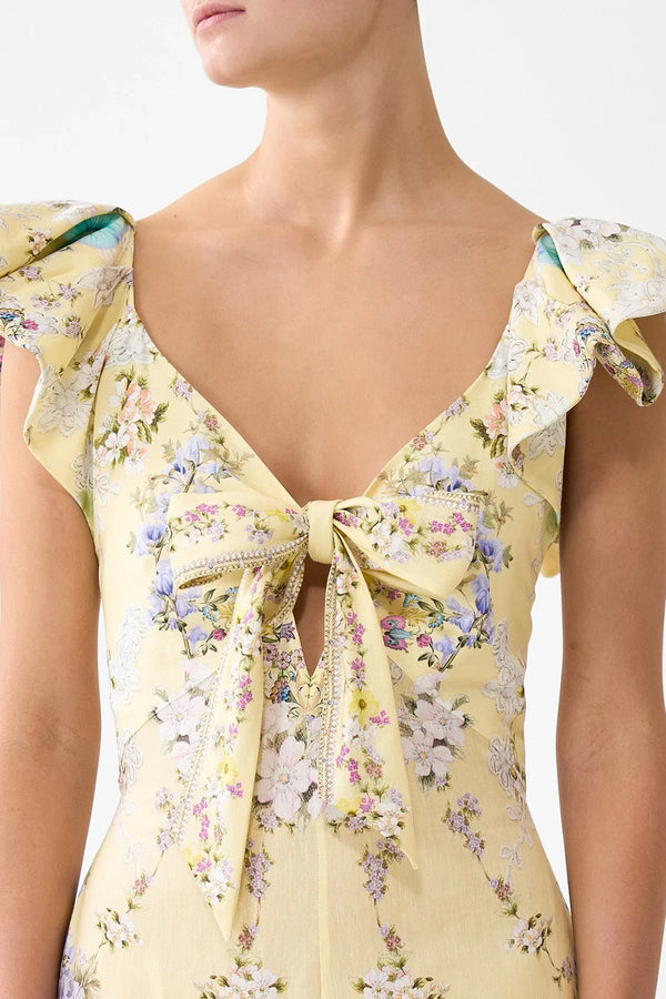 CAMILLA | DARLING BUDS TIE FRONT FRILL SLEEVE JUMPSUIT