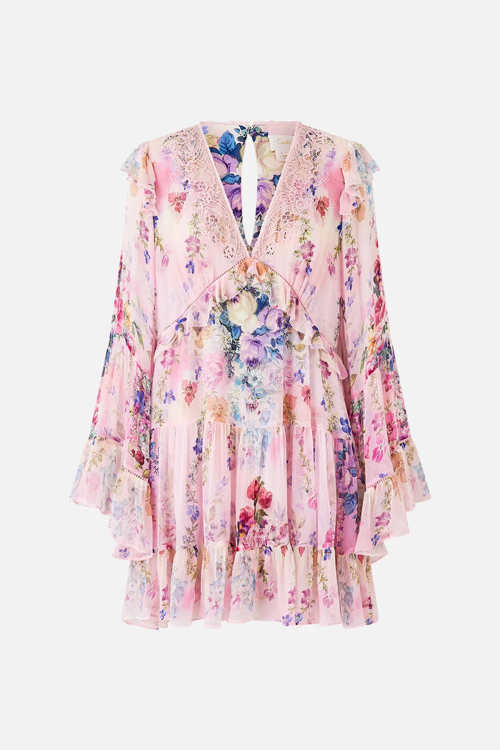 CAMILLA | PALATIAL PASTELS TIERED SWING MINI DRESS