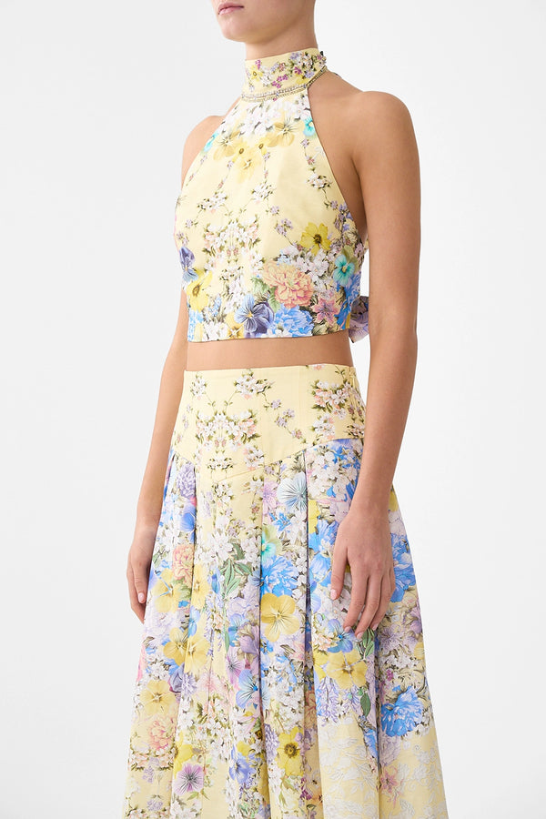 CAMILLA | DARLING BUDS HALTER TIE BACK TOP