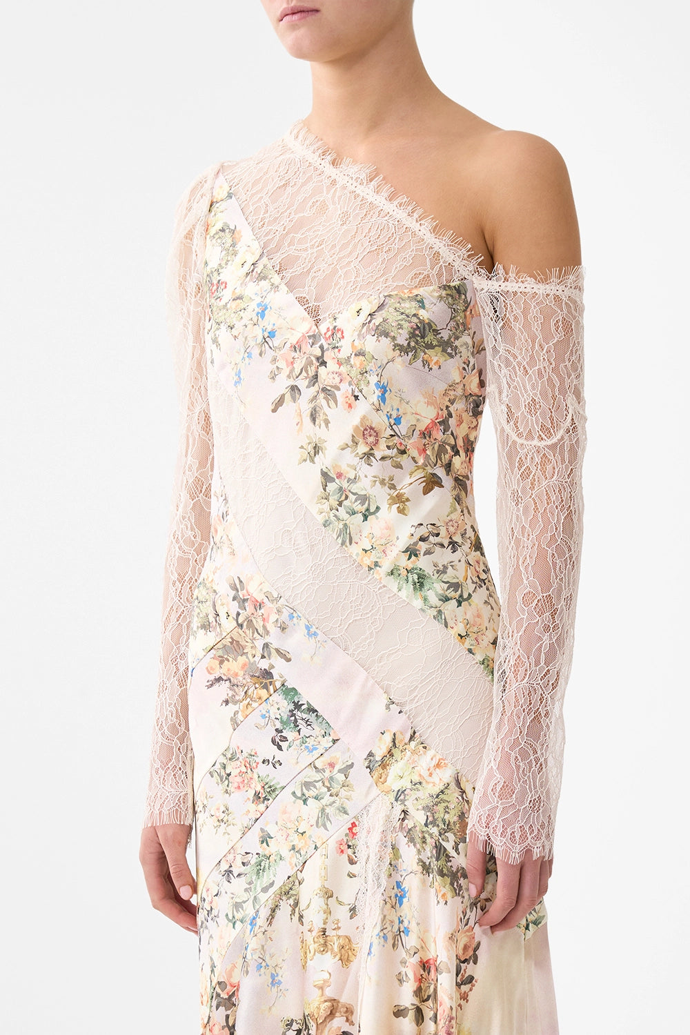 CAMILLA | TWILIGHT IN ISTANBUL LACE SPLICE ONE SHOULDER DRESS