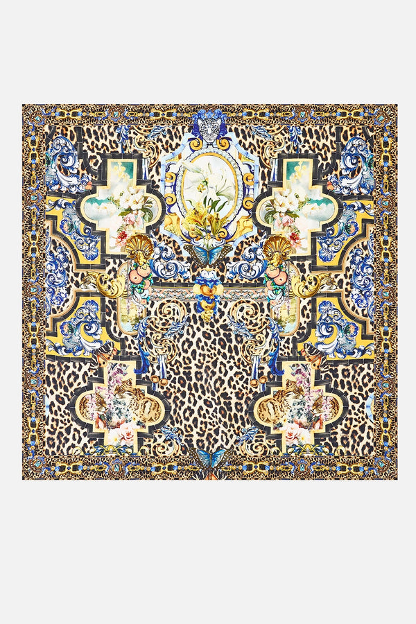 CAMILLA | SEVILLIAN STYLE LARGE CRYSTALLED SILK SQUARE SCARF