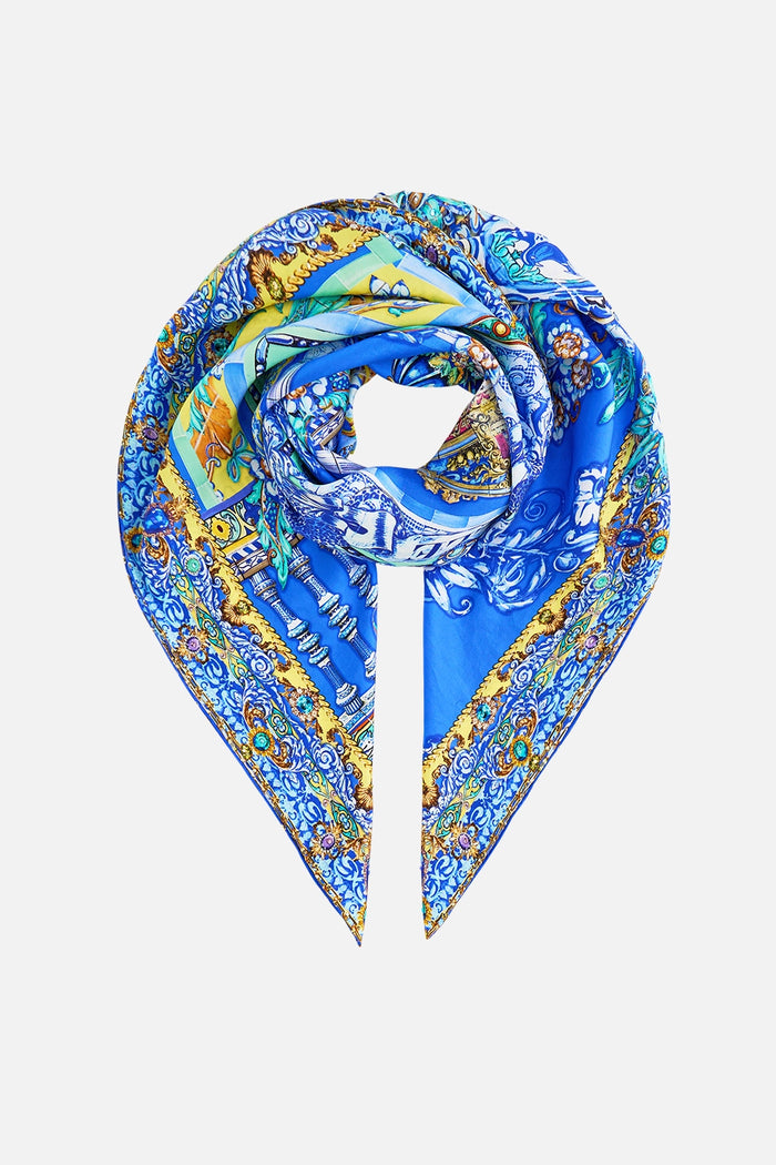 CAMILLA | BENEATH THE ANDALUSIAN SUN LARGE CRYSTALLED SILK SQUARE SCARF
