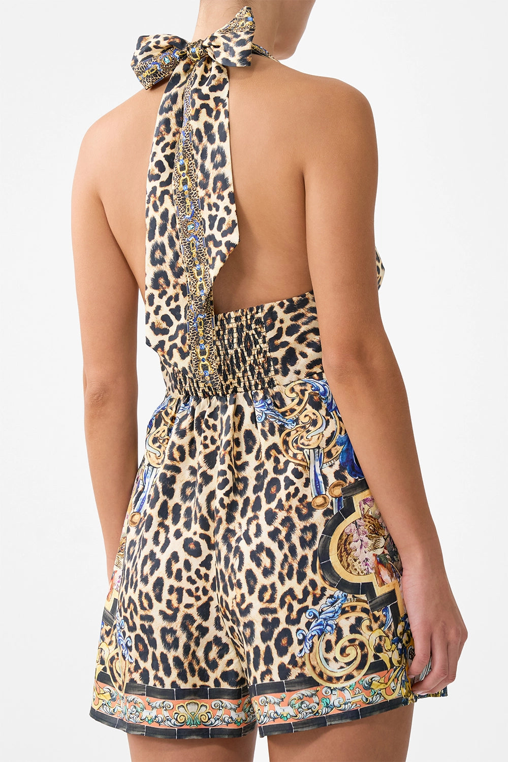 CAMILLA | SEVILLIAN STYLE BUTTON FRONT HALTER PLAYSUIT