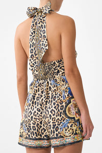 CAMILLA | SEVILLIAN STYLE BUTTON FRONT HALTER PLAYSUIT