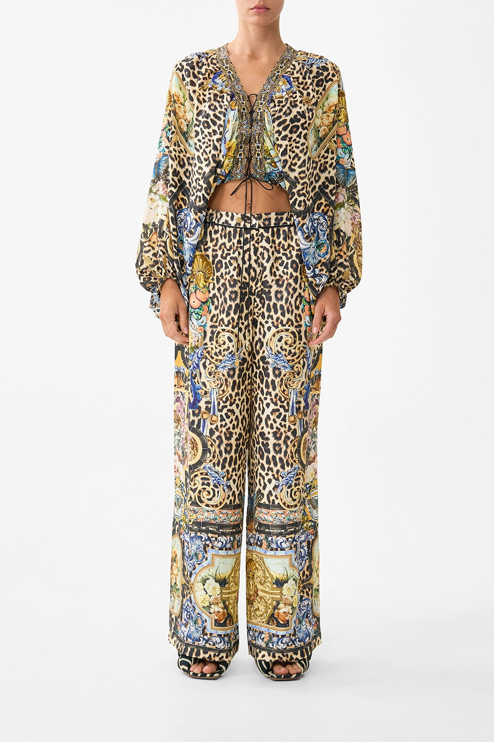 CAMILLA | SEVILLIAN STYLE LACE UP FRONT BLOUSON SLEEVE BLOUSE