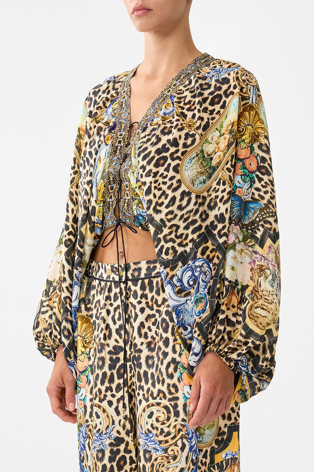 CAMILLA | SEVILLIAN STYLE LACE UP FRONT BLOUSON SLEEVE BLOUSE